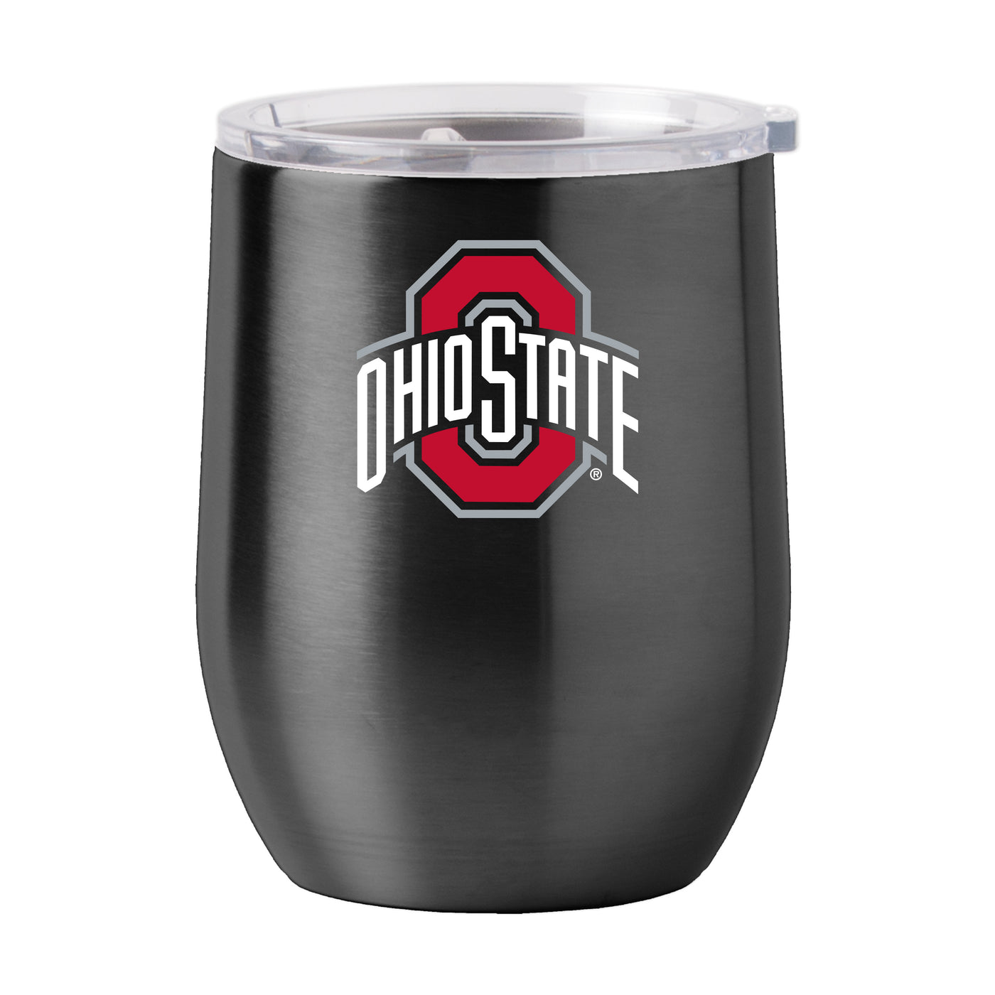 Ohio St 16oz Black Powder Coat Curved Beverage