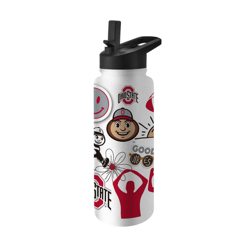 Ohio State 34oz Native Quencher Bottle by Logo Brands, large drinkware with Ohio State logo and vibrant team colors.