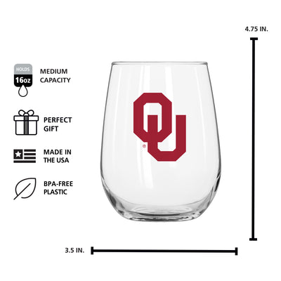 Oklahoma 16oz Gameday Curved Beverage Glass
