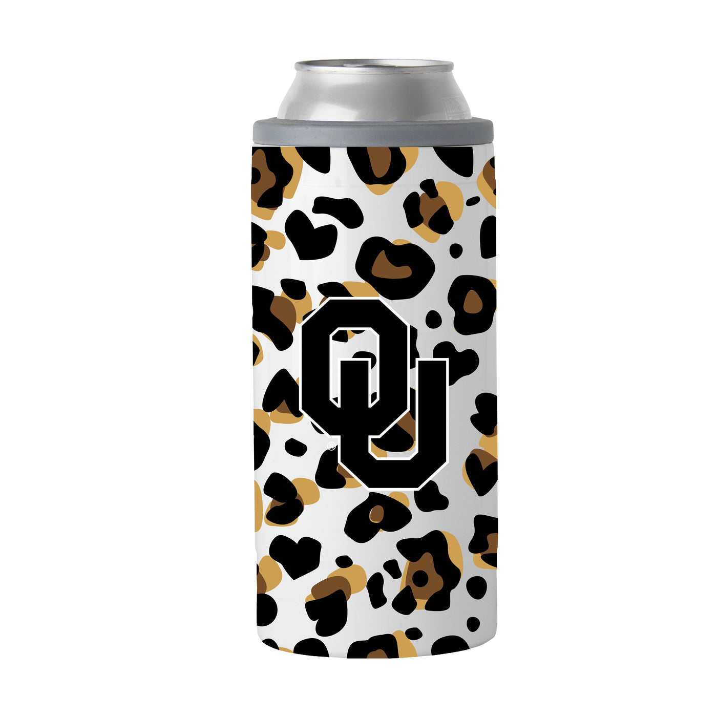Oklahoma 12oz Neutral Leopard Slim Can Coolie