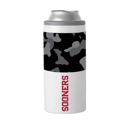 Oklahoma Black Camo 12oz Slim Can Coolie