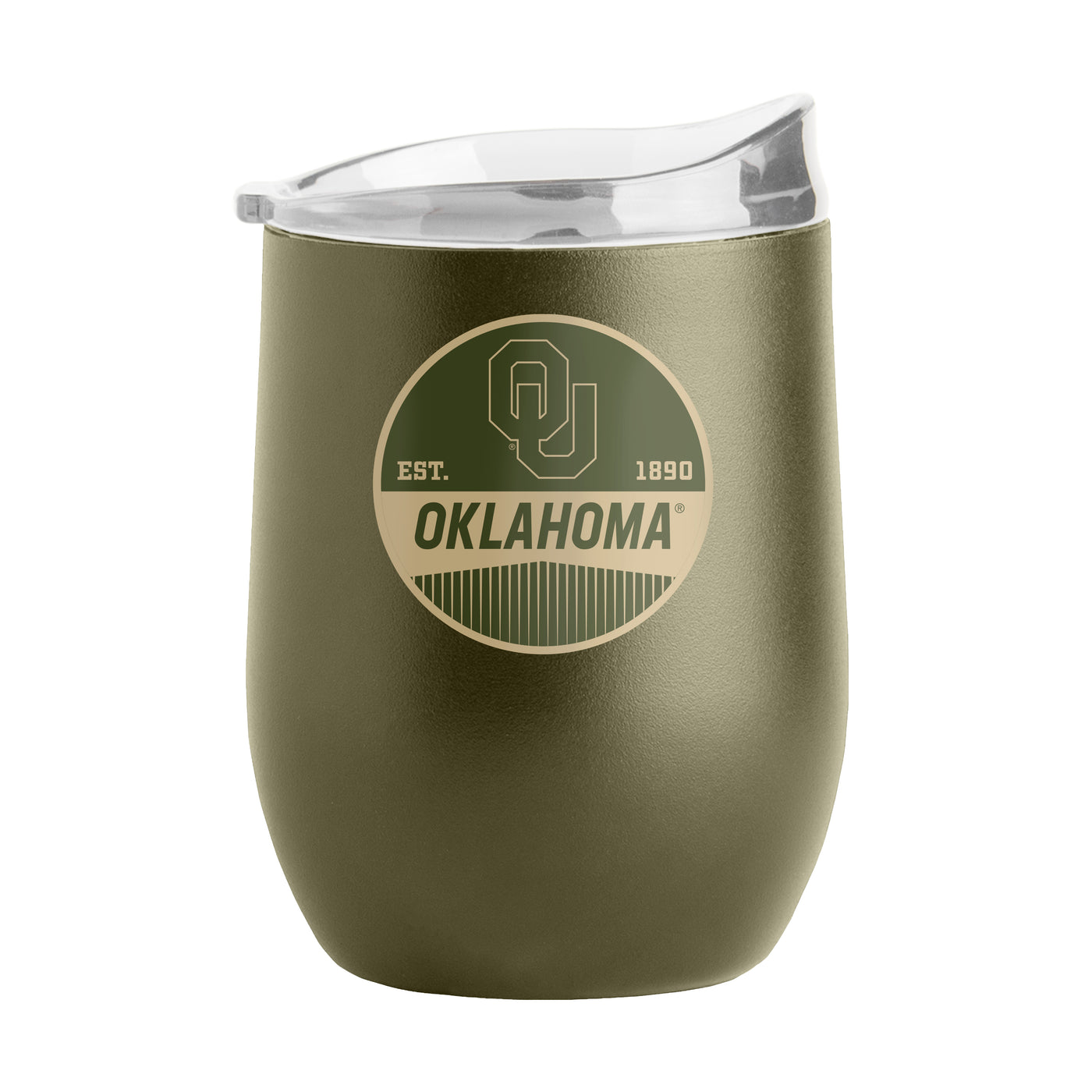 Oklahoma 16oz Badge Powder Coat Curved Beverage - Logo Brands