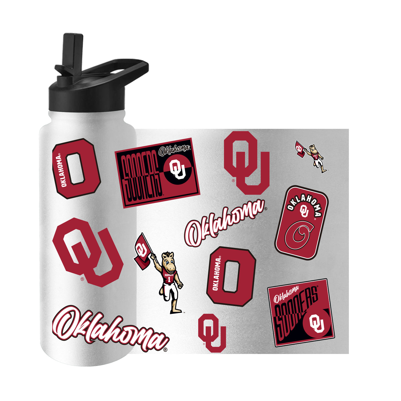 Oklahoma 34oz White Dreamweave Quencher Bottle