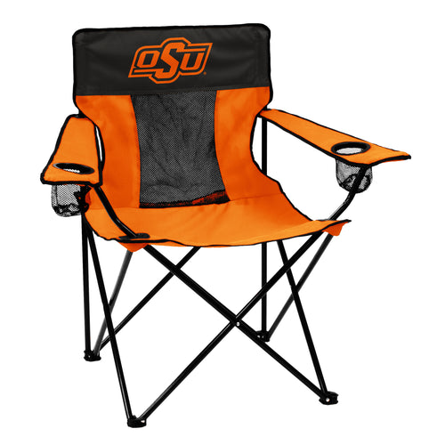Oklahoma State Elite Logo Brands furniture chair with team logo and plush cushioning, ideal for sports fans.