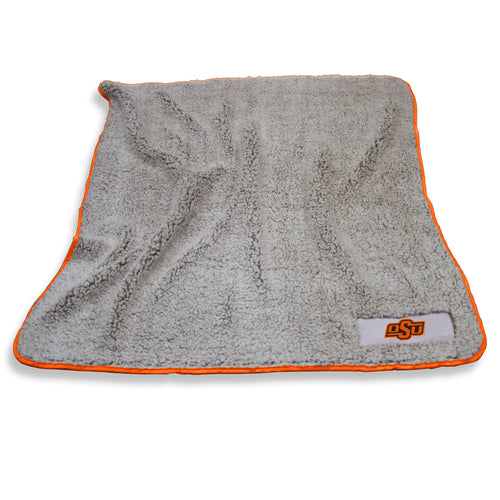 Oklahoma State Frosty Fleece blanket by Logo Brands, soft and cozy with Oklahoma State logo design, perfect for fans.