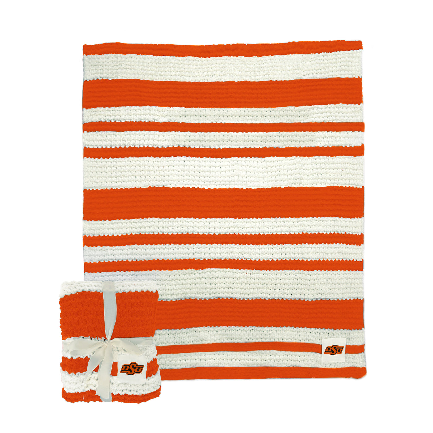 Oklahoma State Cable Knit Throw 50x60