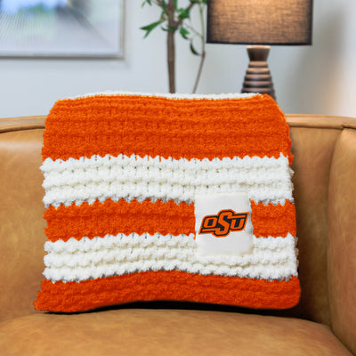 Oklahoma State Cable Knit Throw 50x60