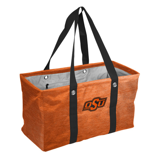 Oklahoma State Crosshatch Picnic Caddy bag by Logo Brands with multiple compartments and a crosshatch pattern, perfect for outdoor picnics.