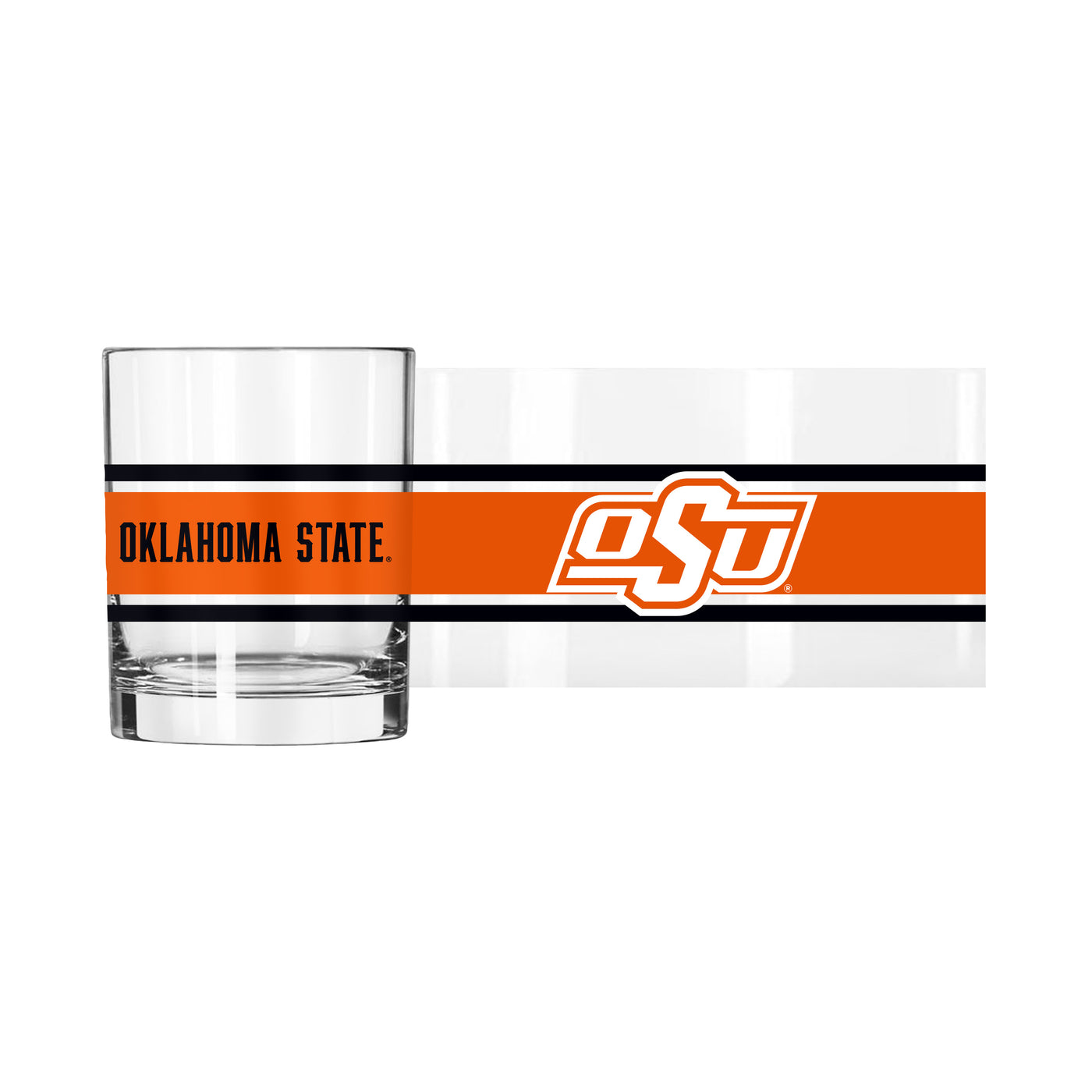 OK State 14oz Stripe Rocks Glass
