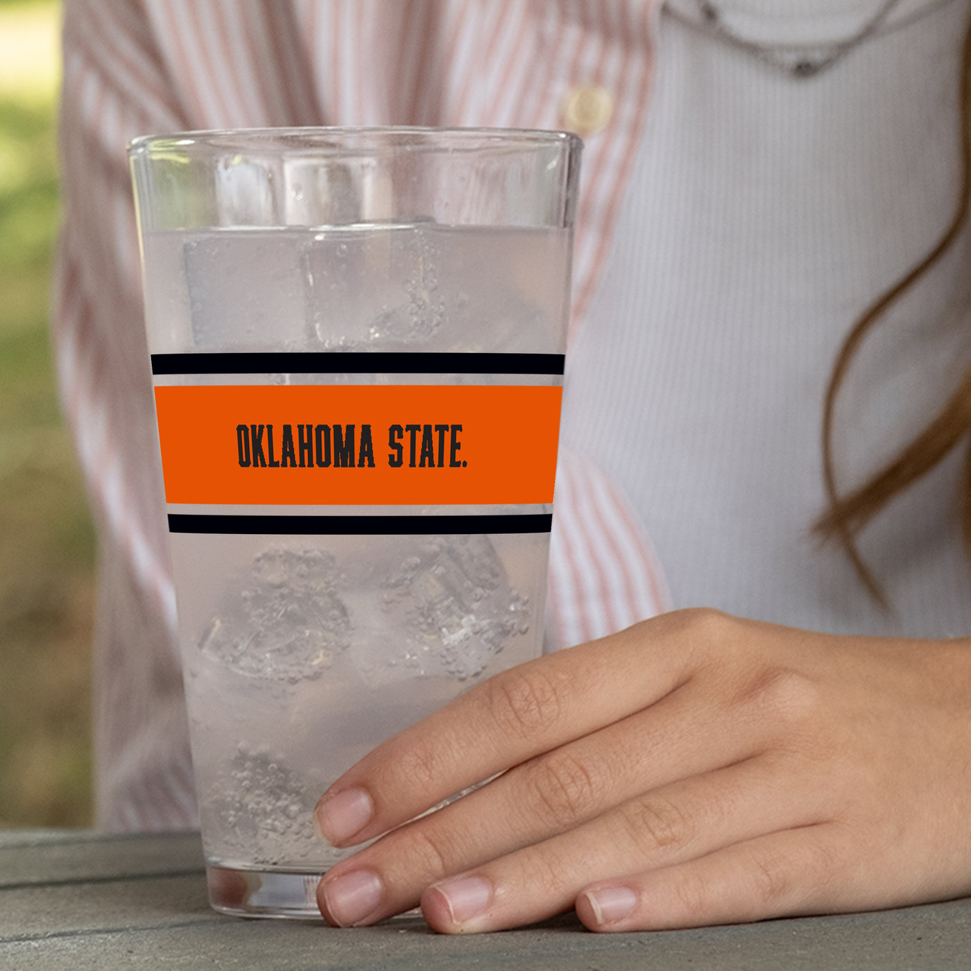 Oklahoma State 16oz Stripe Pint Glass
