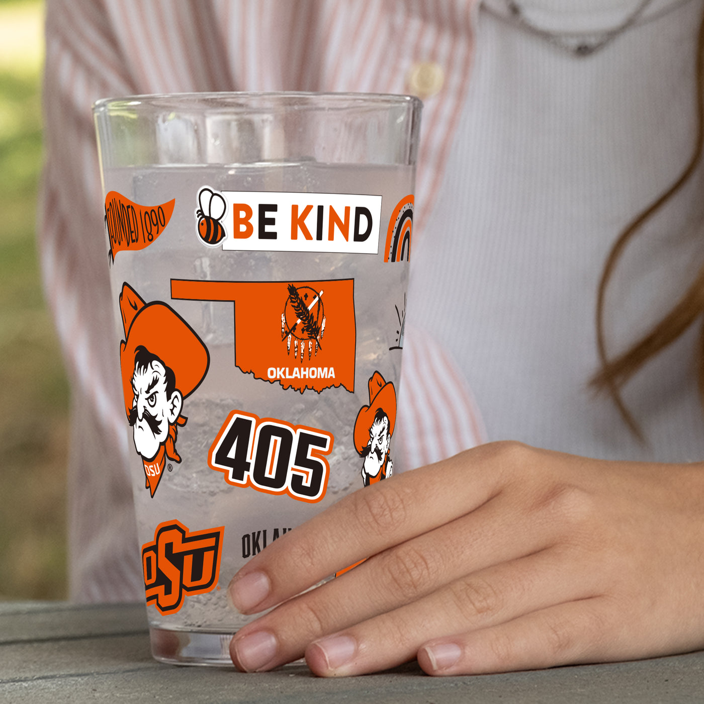 OK State 16oz Native Pint Glass