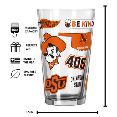 OK State 16oz Native Pint Glass