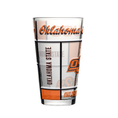 OK State 16oz Quilted Stained Pint Glass