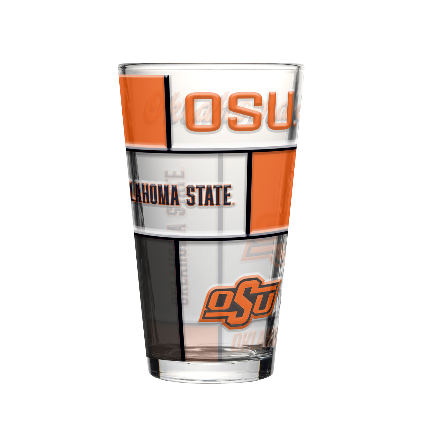 OK State 16oz Quilted Stained Pint Glass