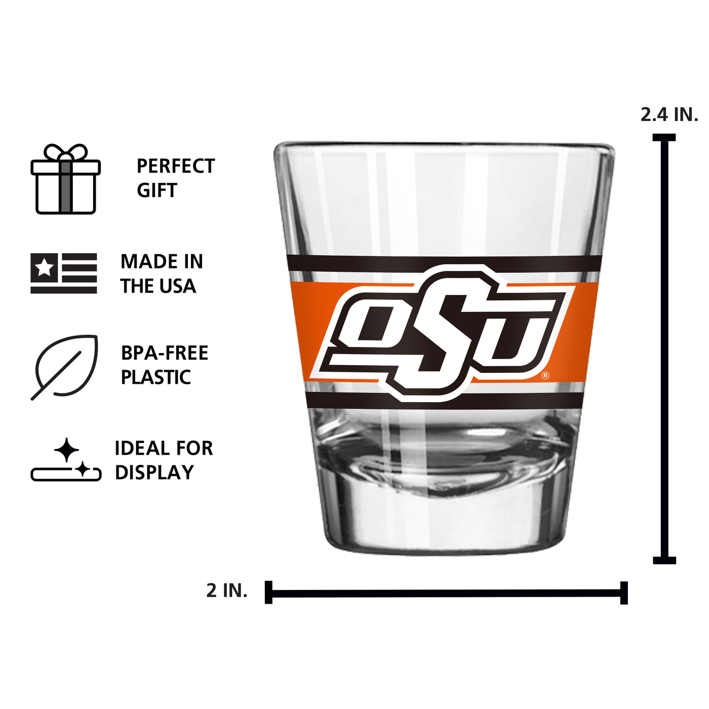 Oklahoma State 2oz Stripe Shot Glass