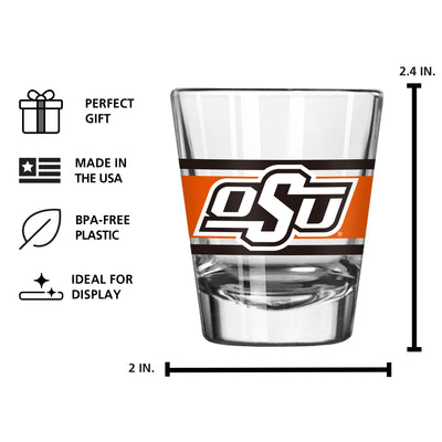 Oklahoma State 2oz Stripe Shot Glass