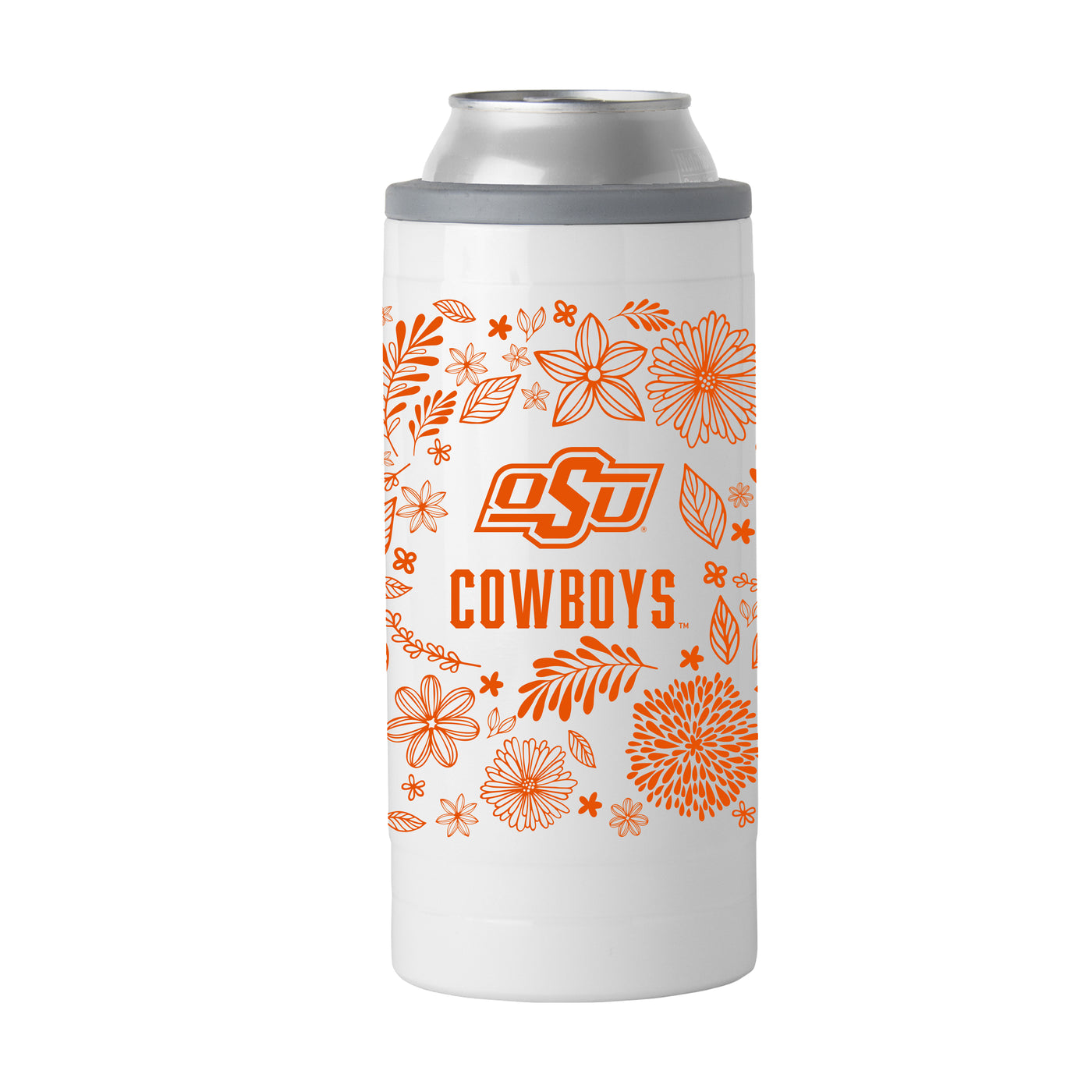 Oklahoma State 12oz Botanical Slim Can Coolie