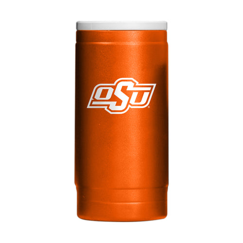 Oklahoma State Flipside Powder Coat Slim Can Cooler by Logo Brands, durable drinkware for slim cans, in team colors with logo.