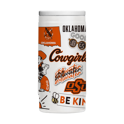 Oklahoma State 12oz Native Powder Coat Slim Can Coolie