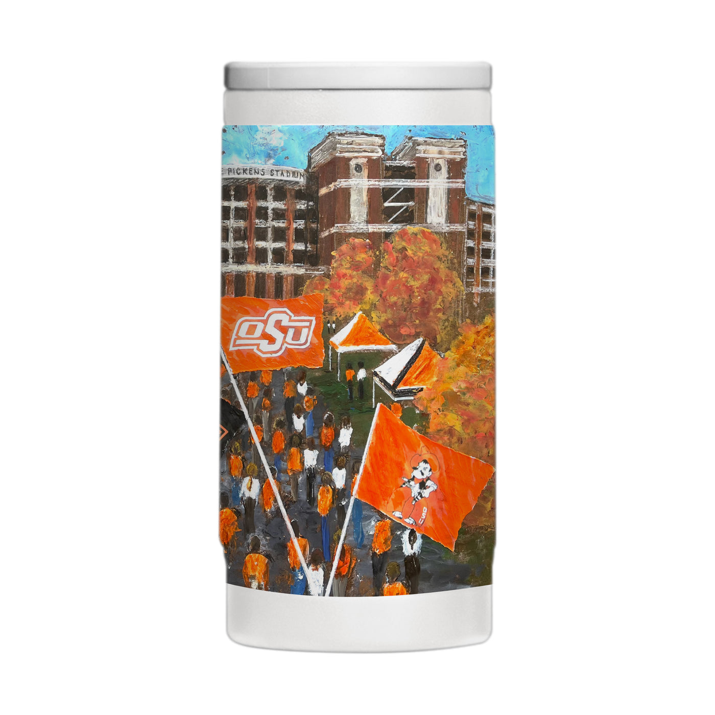 Oklahoma State 12oz Collector Powder Coat Slim Can Coolie