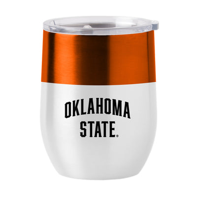 OK State Colorblock 16oz Stainless Curved Beverage