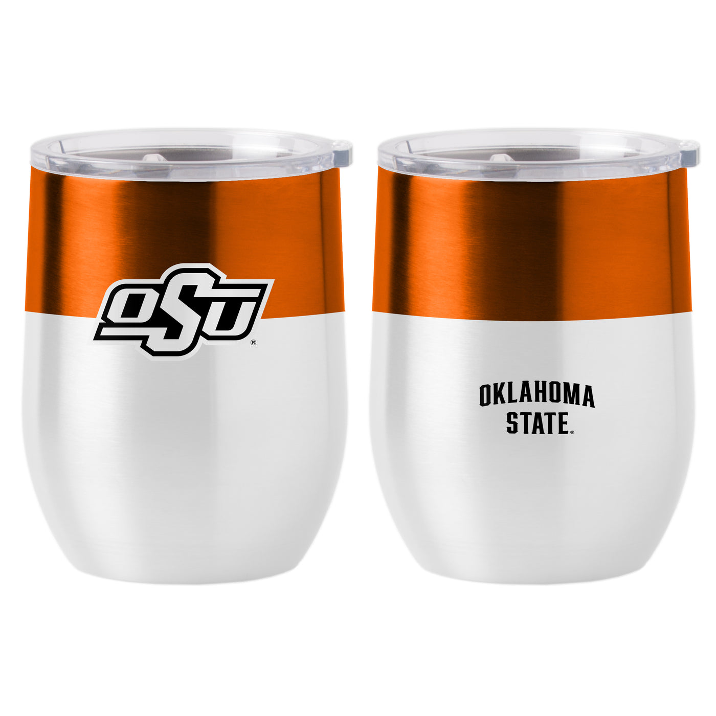 OK State Colorblock 16oz Stainless Curved Beverage