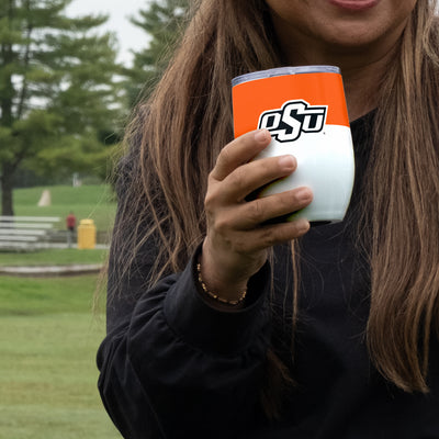 OK State Colorblock 16oz Stainless Curved Beverage