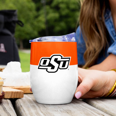 OK State Colorblock 16oz Stainless Curved Beverage
