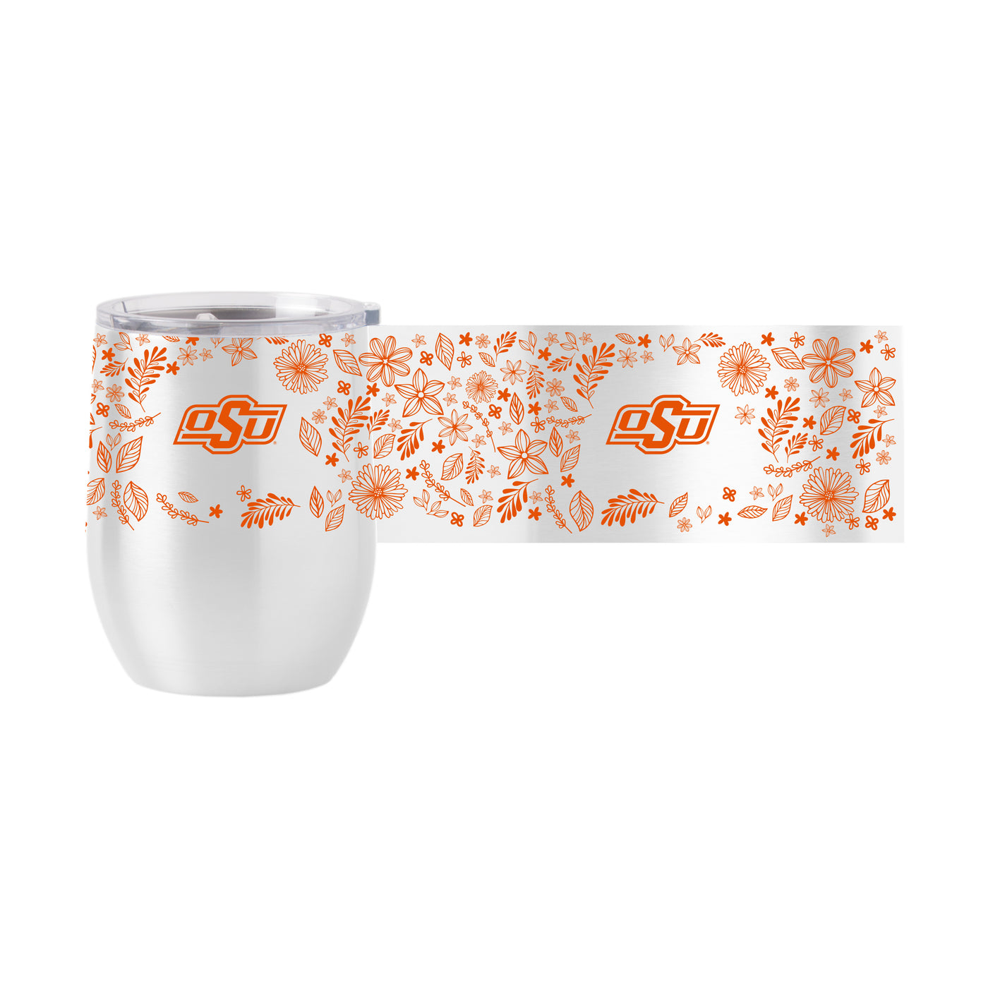 Oklahoma State 16oz Botanical Stainless Curved Beverage