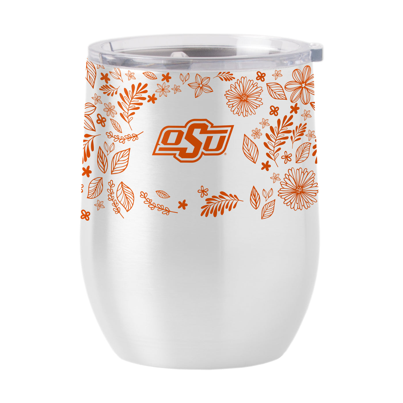 Oklahoma State 16oz Botanical Stainless Curved Beverage