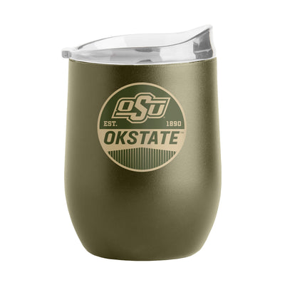 Oklahoma State 16oz Badge Powder Coat Curved Beverage