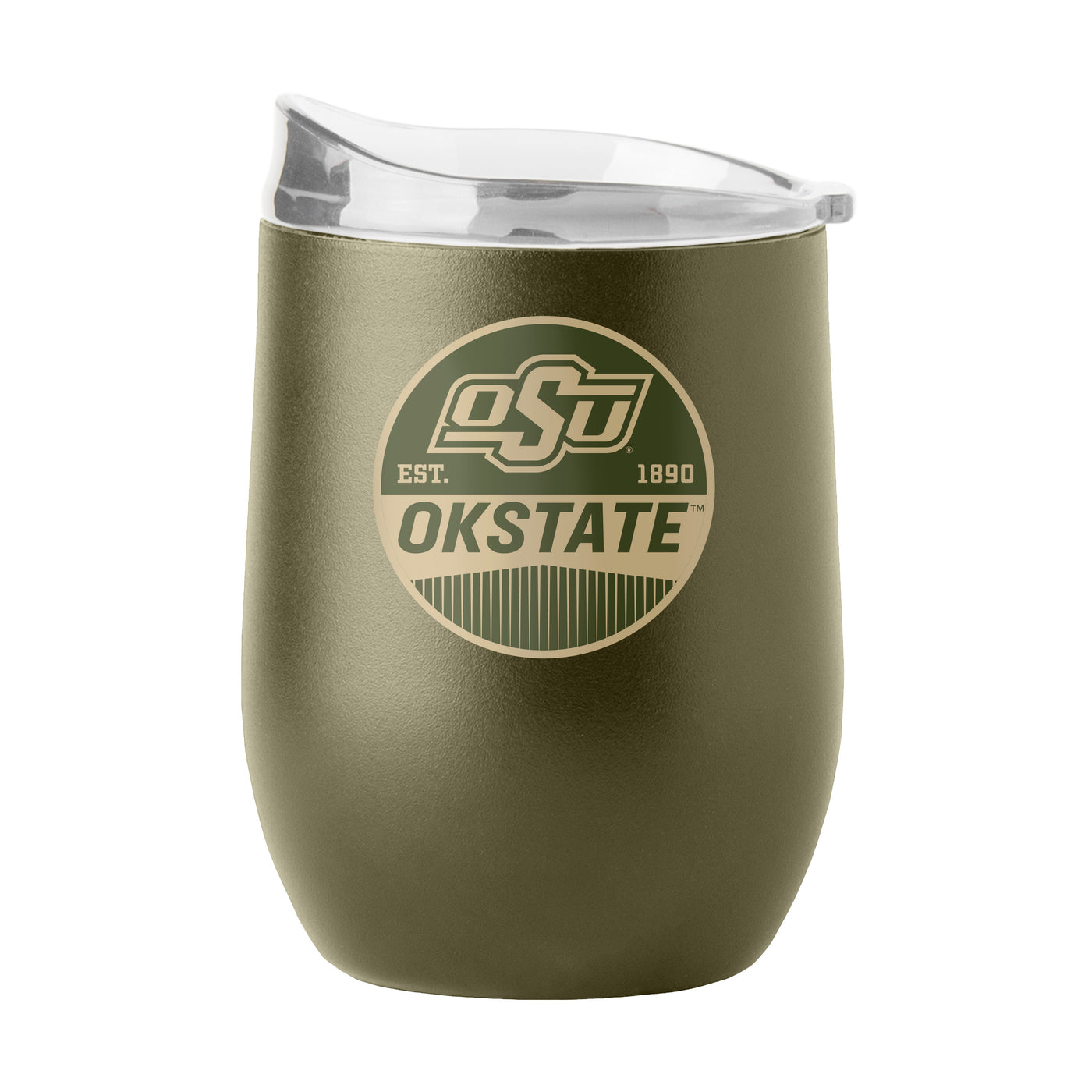 Oklahoma State 16oz Badge Powder Coat Curved Beverage