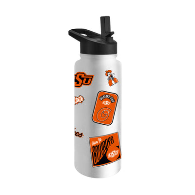 OK State 34oz White Dreamweave Quencher Bottle