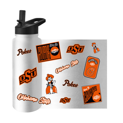 OK State 34oz White Dreamweave Quencher Bottle