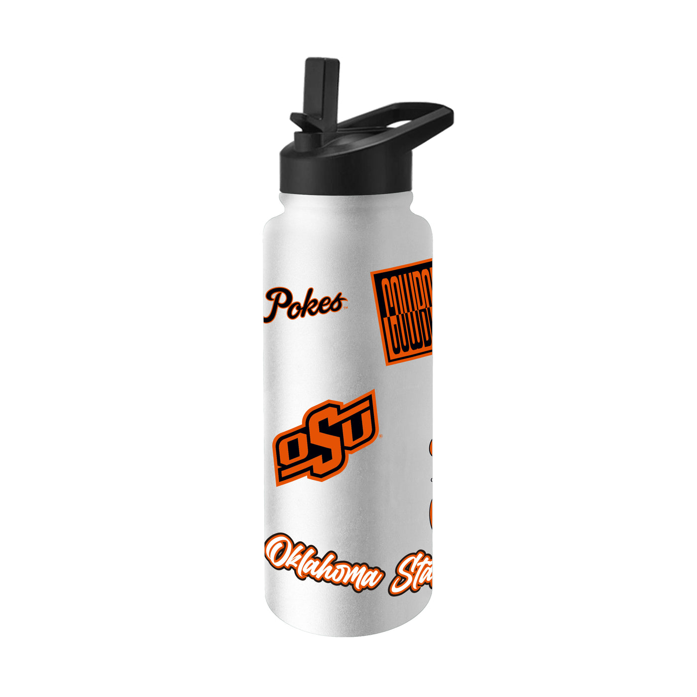 OK State 34oz White Dreamweave Quencher Bottle