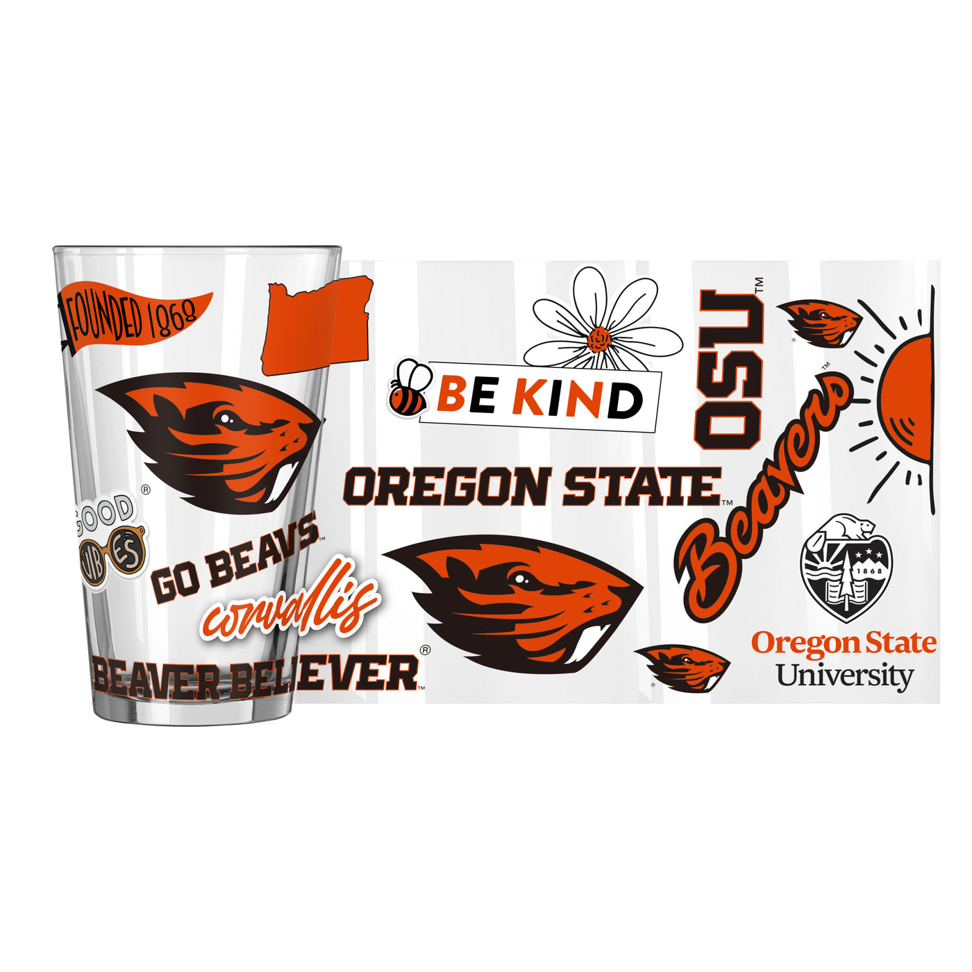 Oregon State 16oz Native Pint Glass