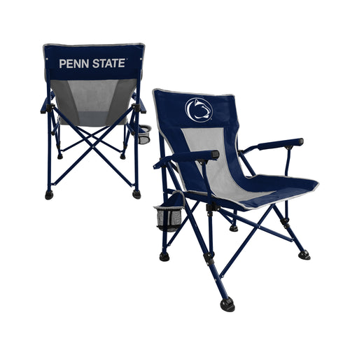 Penn State hard arm chair from Logo Brands, showcasing a sturdy wooden furniture piece with Penn State logo on the backrest.