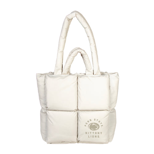 Penn State Sand Puff Tote bag by Logo Brands featuring the Penn State logo and sand-colored design.