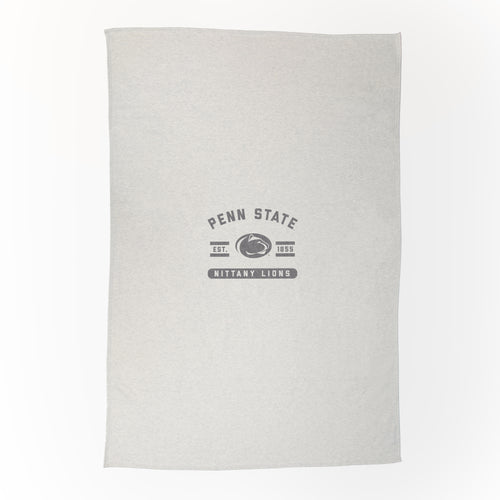 Penn State oatmeal sweatshirt blanket by Logo Brands, featuring a cozy sweatshirt design with university logo and team colors.