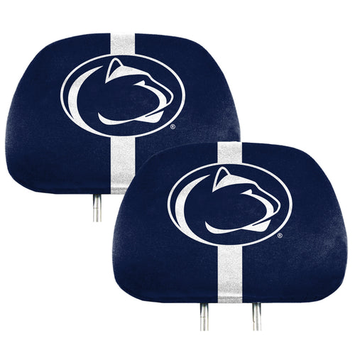 Penn State printed auto headrest cover by Logo Brands, featuring the university logo and team colors for car seat protection.