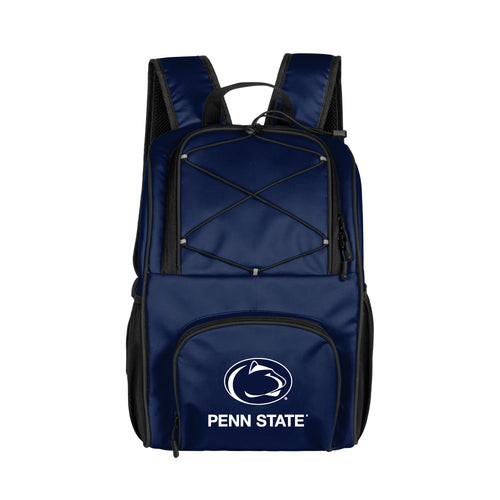 Penn State 24 Can Flex Backpack Cooler by Logo Brands, showing the insulated cooler backpack with team logo and adjustable straps.