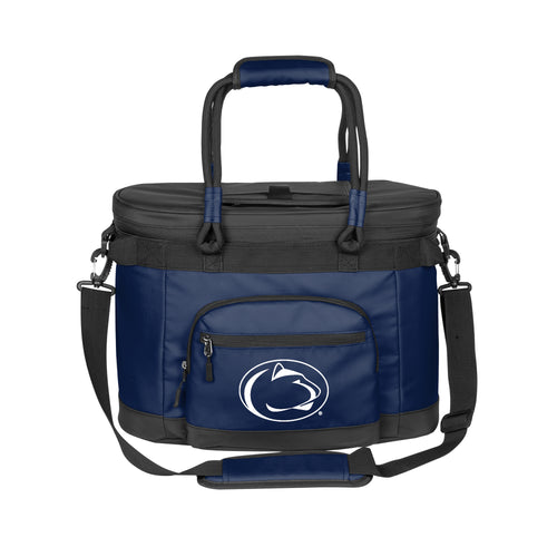 Penn State 35 Can Flex Cooler by Logo Brands showing a soft insulated cooler with Penn State logo and multiple beverage cans inside