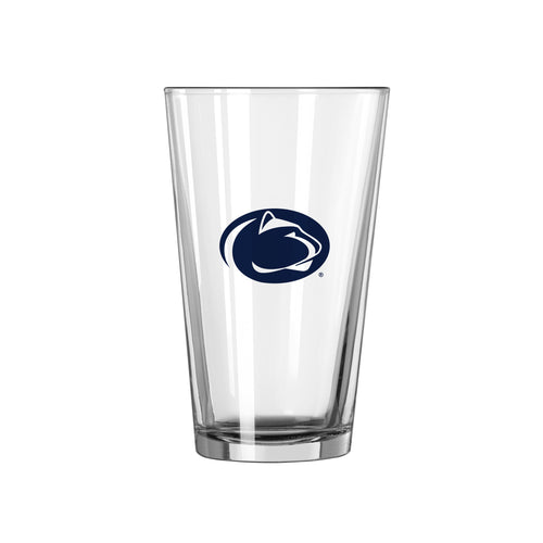 Penn State 16oz Gameday Pint Glass with team logo, clear drinkware perfect for showing team spirit during game day.