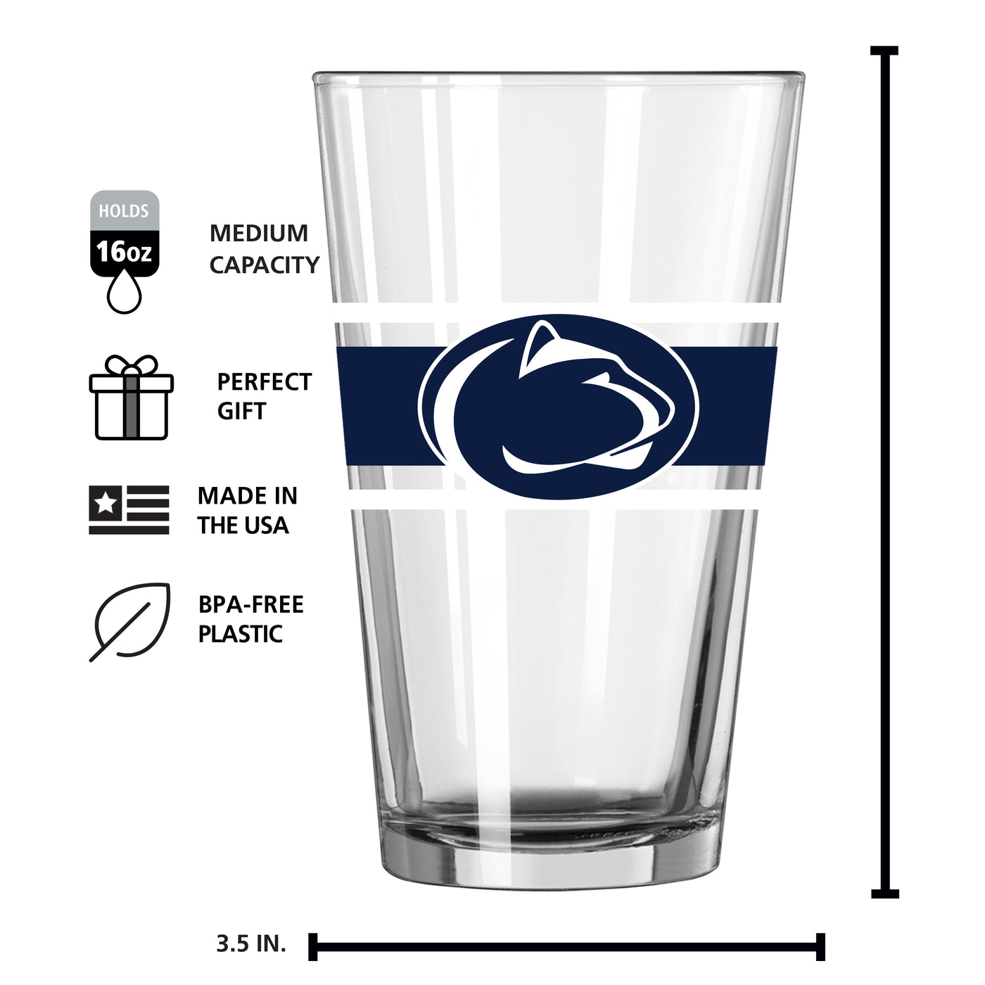 Penn State 16oz Stripe Pint Glass - Logo Brands