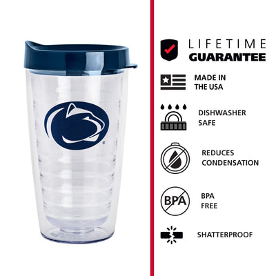 Penn State 16oz Flipside Dbl Wall Clear Tumbler