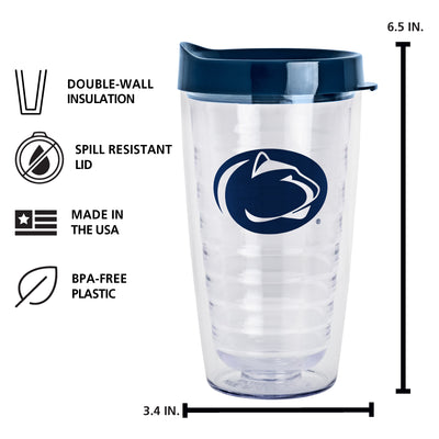 Penn State 16oz Flipside Dbl Wall Clear Tumbler