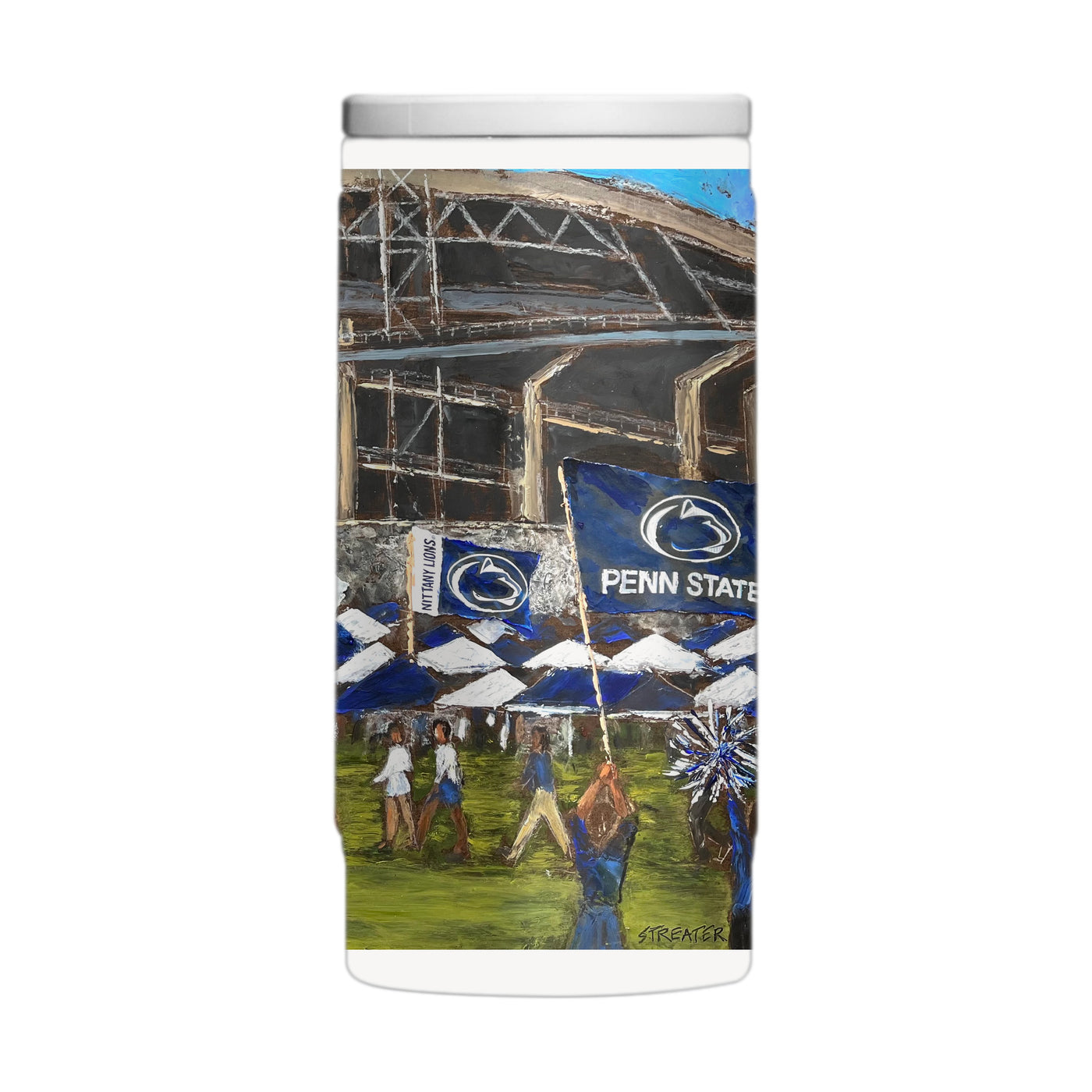 Penn State 12oz Collector Powder Coat Slim Can Coolie