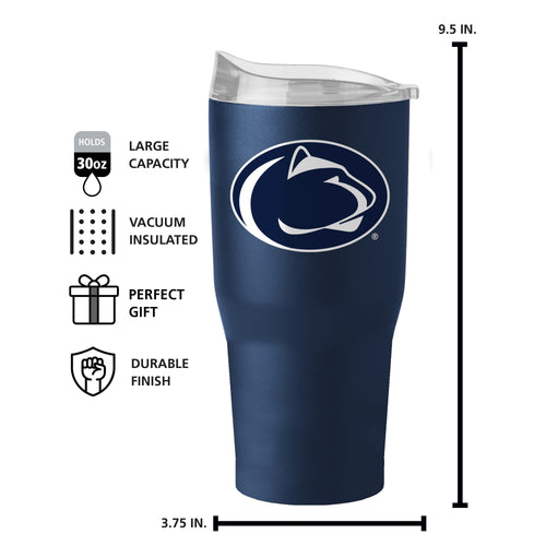 Penn State 30oz Flipside Powder Coat Tumbler, durable drinkware with PSU logo, featuring a flip-top lid and powder-coated finish.