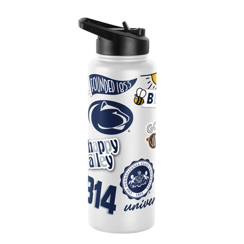 Penn State 34oz Native Quencher Bottle by Logo Brands, large drinkware with PSU logo and vibrant green color on a white background.