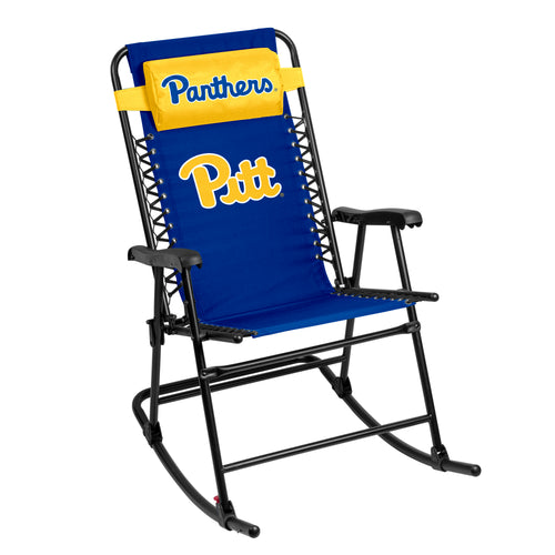 Pittsburgh Bungee Rocker by Logo Brands, a comfortable outdoor furniture rocker with bungee cord seating and a sturdy frame.
